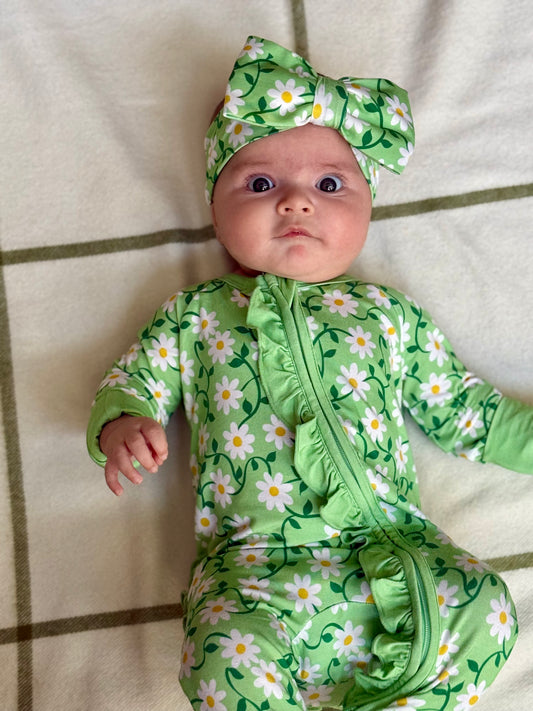 Sweet Pea Daisy baby bow headband, additional view
