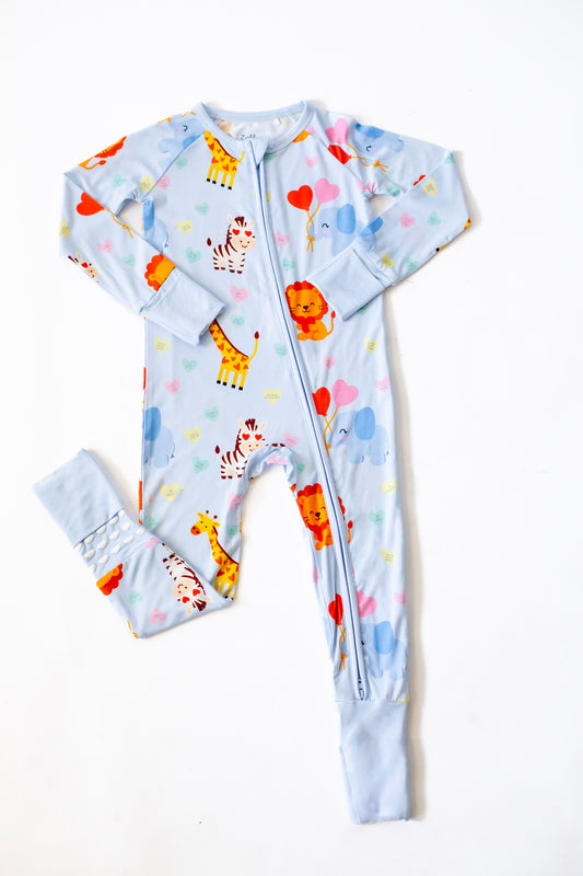 Safari Love Blue Zippy Pajamas