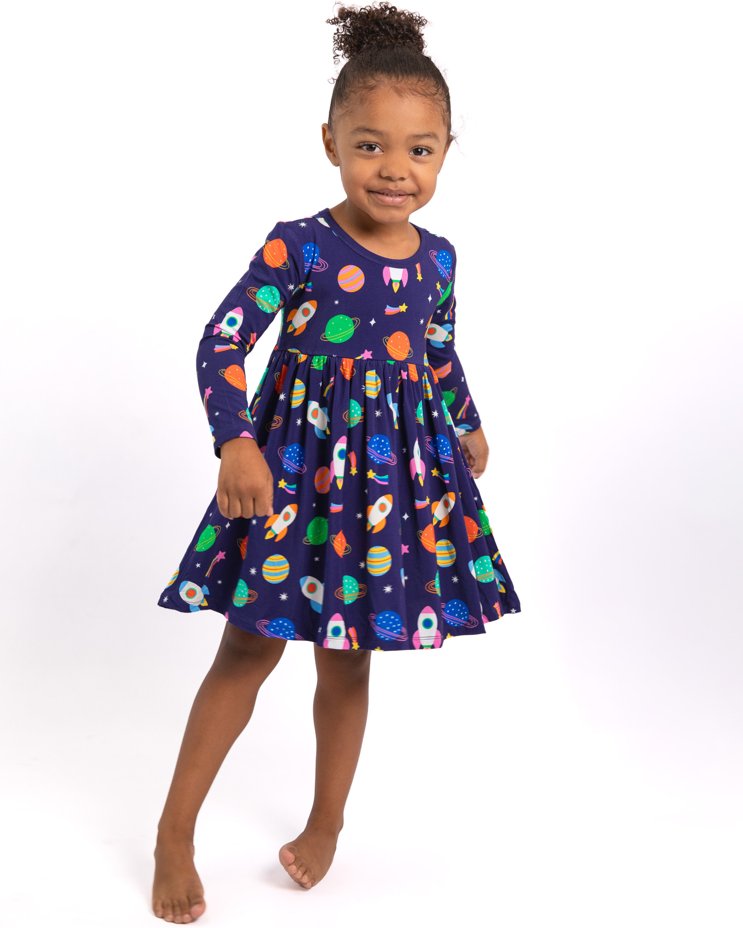Bamboo Long Sleeve Skater Dress in Cosmic Blast