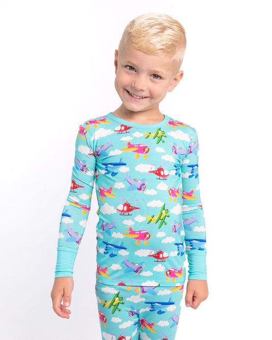 Frequent Flyer Airplane Bamboo Long Sleeve Two-Piece Pajama Set