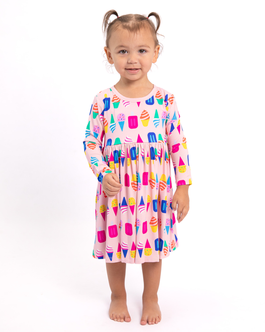 Bamboo Long Sleeve Skater Dress in Sweet Treat