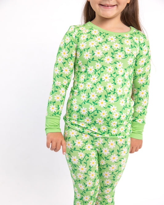 Sweet Pea Daisy Bamboo Long Sleeve Two-Piece Pajama Set