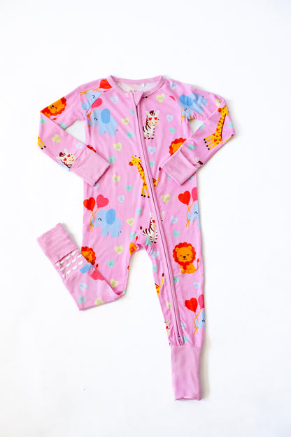 Safari Love Pink Zippy Pajamas