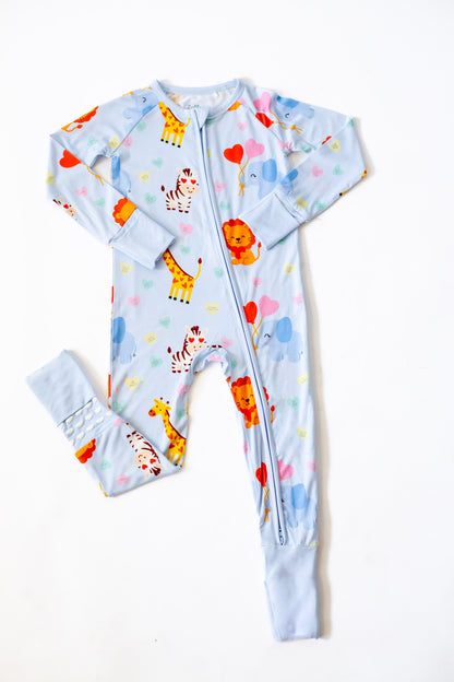 Safari Love Blue Zippy Pajamas