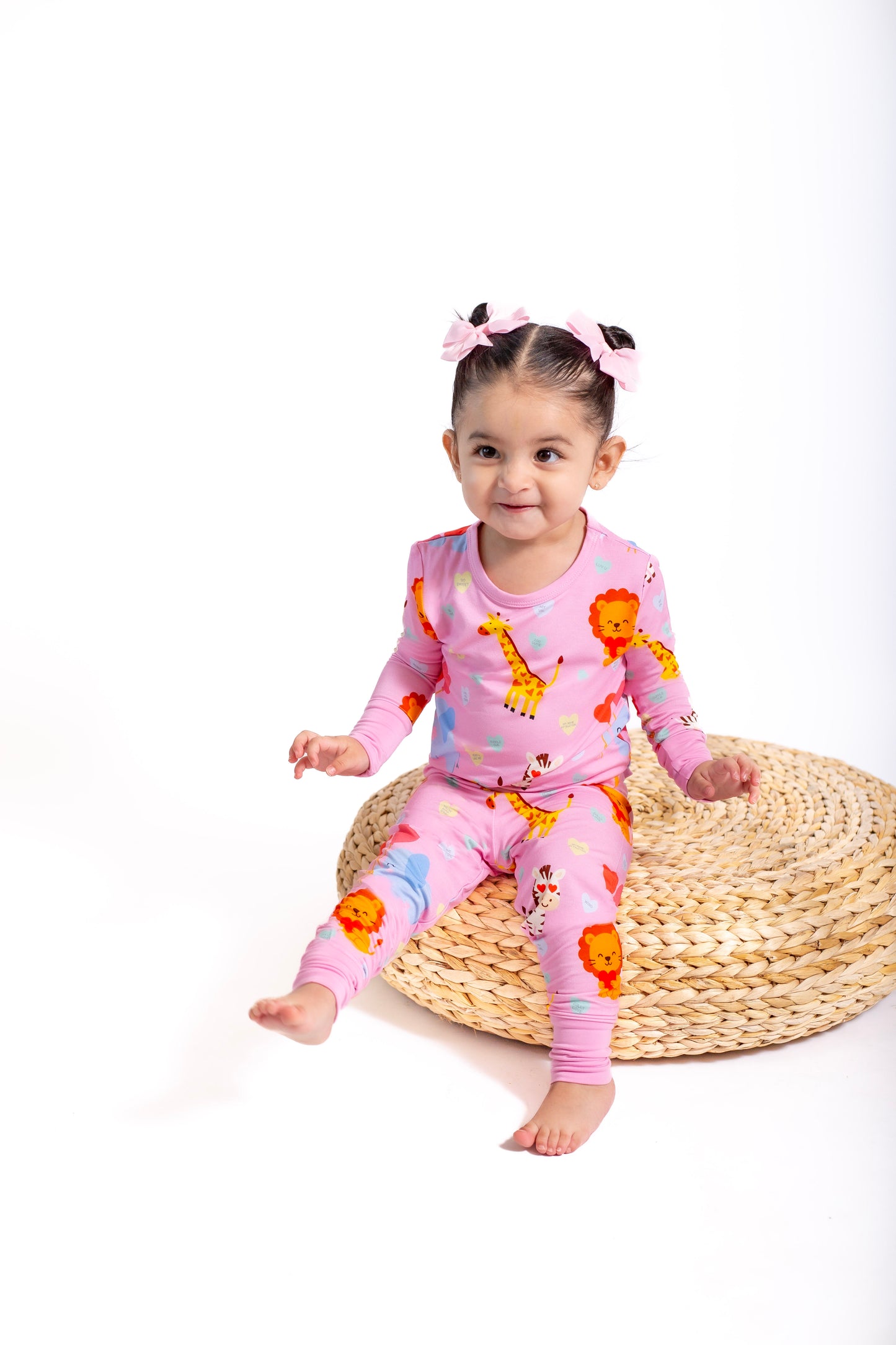 Safari Love Pink Long Sleeve Two-Piece Pajama Set
