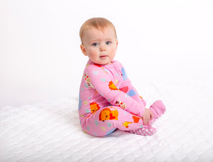 Safari Love Pink Zippy Pajamas
