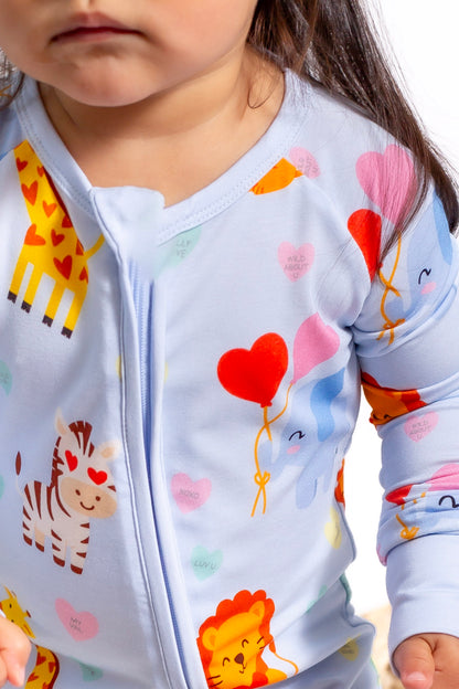 Safari Love Blue Zippy Pajamas
