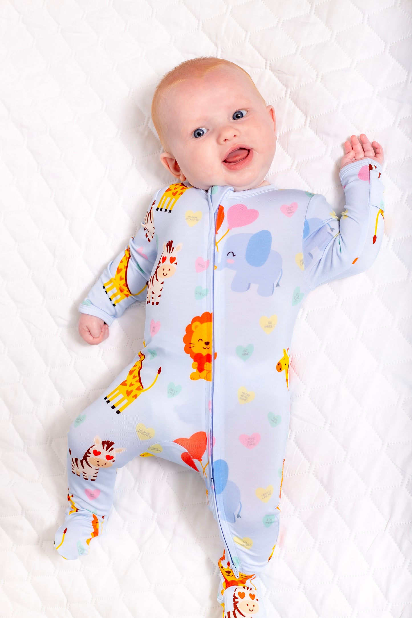 Safari Love Blue Footie Pajamas