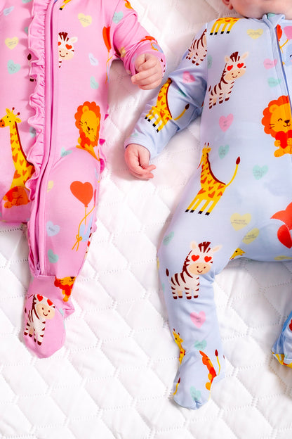Safari Love Blue Footie Pajamas