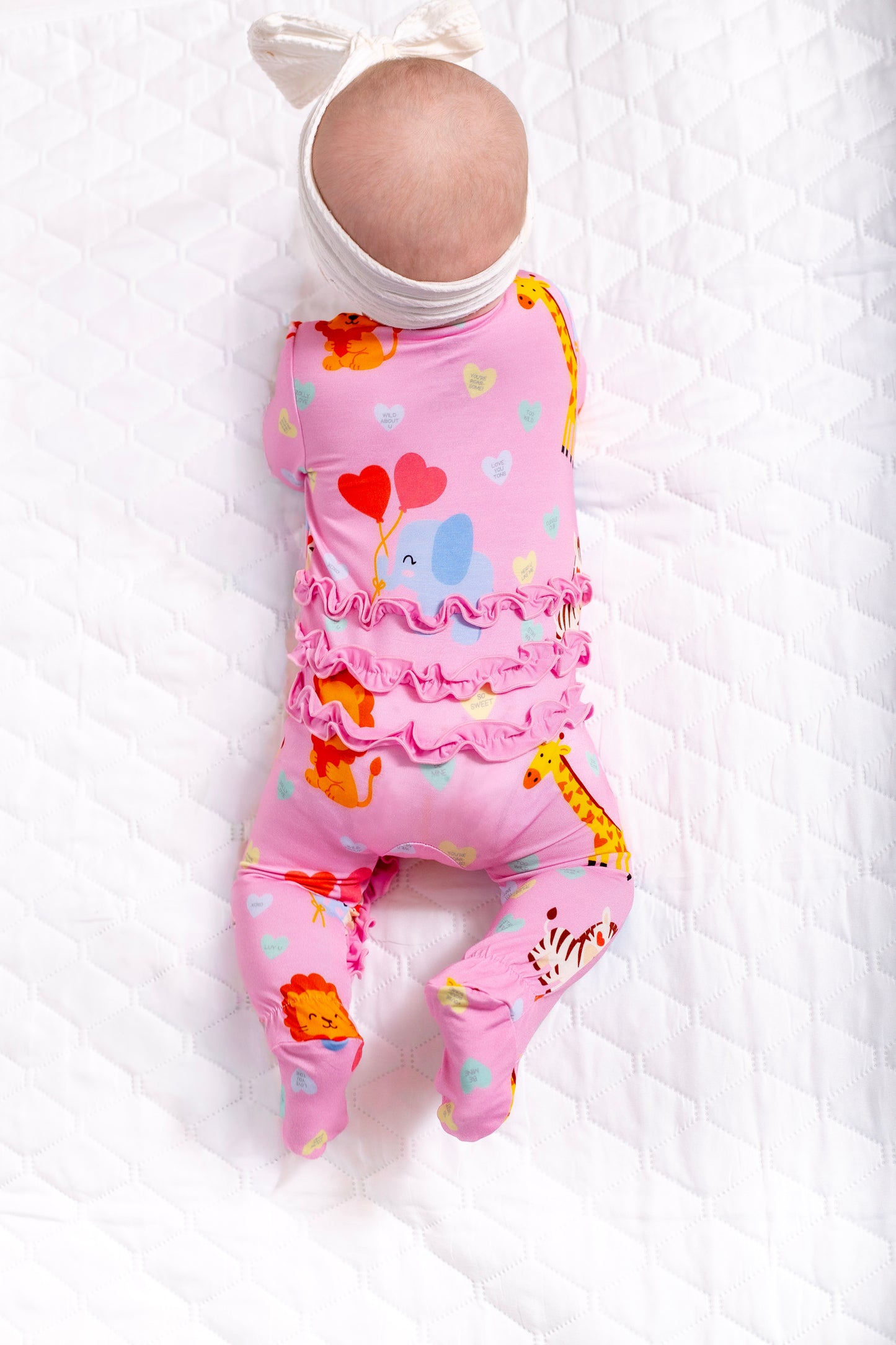 Safari Love Pink Ruffle Footie Pajamas