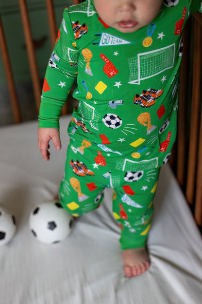 Soccer Bamboo Long Sleeve Two-Piece Pajama Set