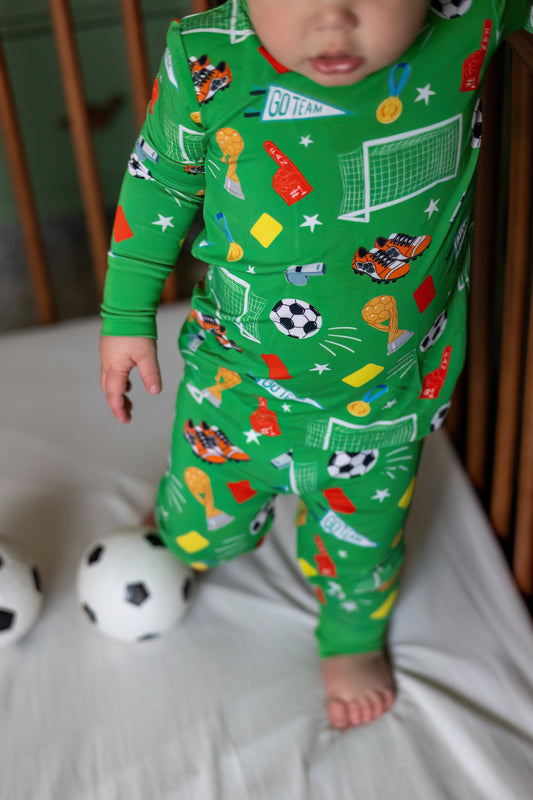 Soccer Bamboo Long Sleeve Two-Piece Pajama Set