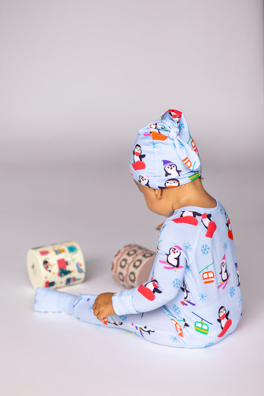 Polar Penguins Top Knot Hat