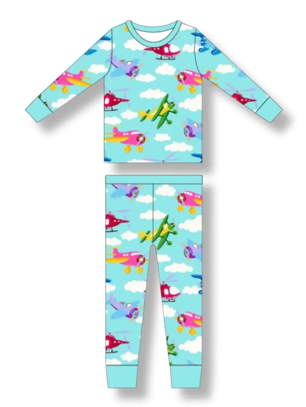 Airplanes Bamboo Long Sleeve Two-Piece Pajama Set